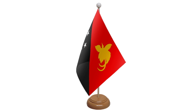 Papua New Guinea Small Flag with Wooden Stand